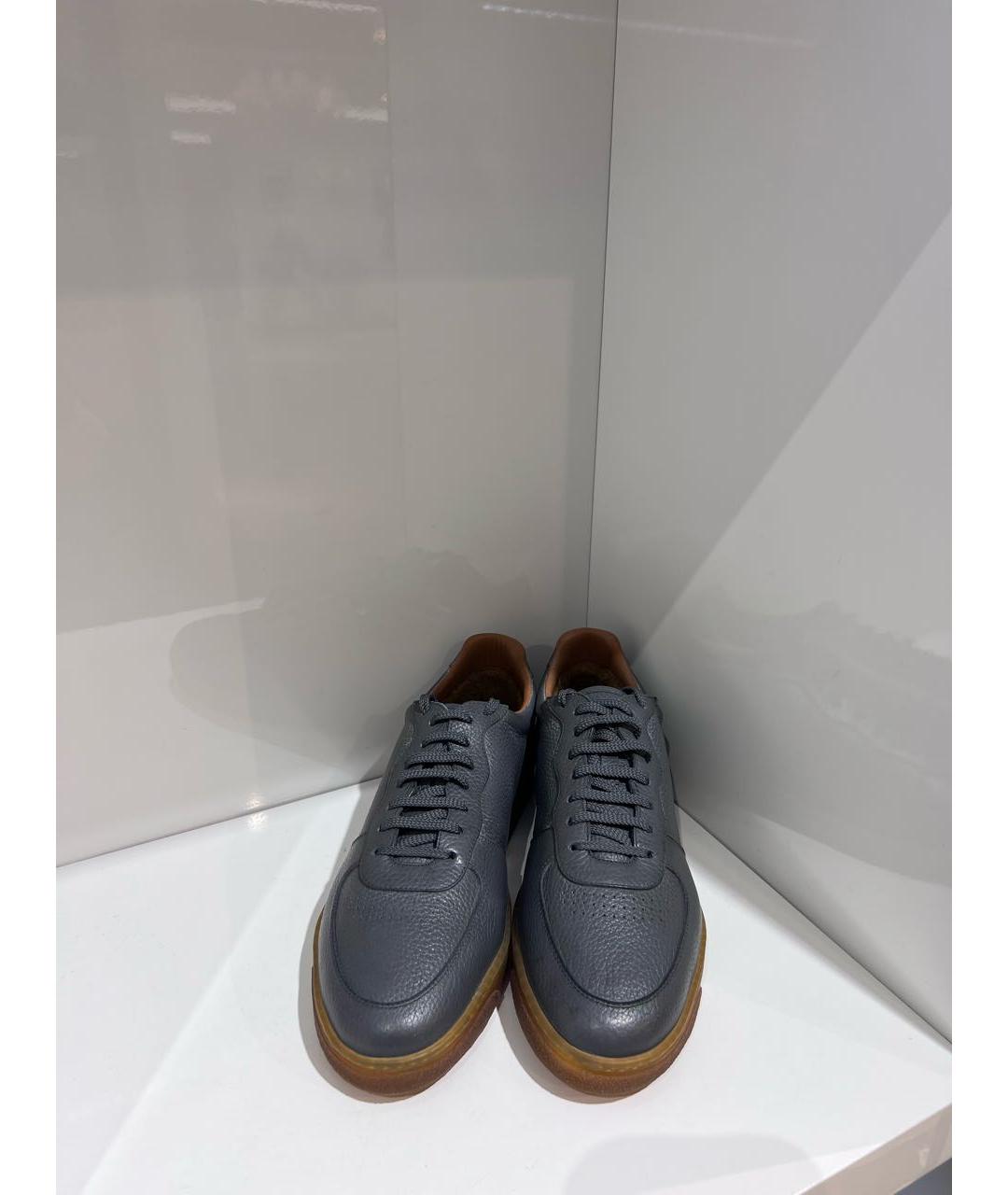 BRUNELLO CUCINELLI Серые кожаные низкие кроссовки / кеды, фото 3
