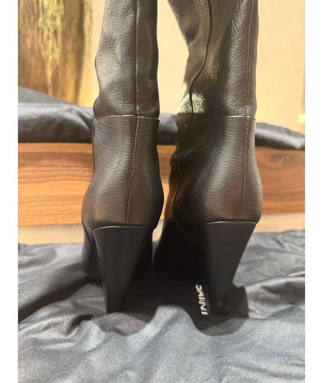 SAINT LAURENT Черные кожаные сапоги, фото 4
