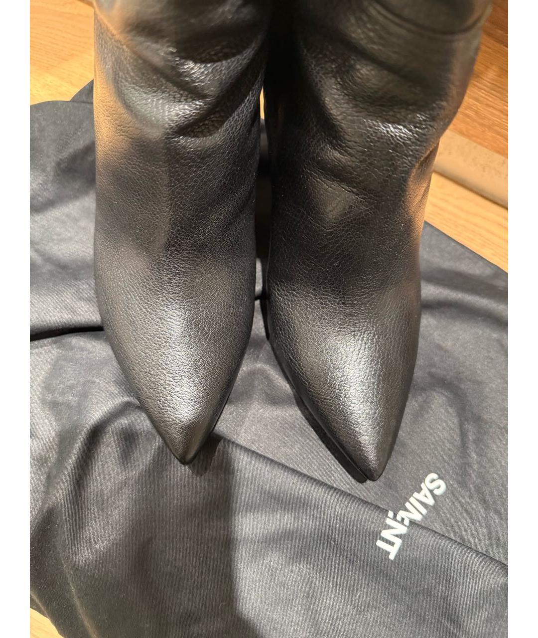 SAINT LAURENT Черные кожаные сапоги, фото 3