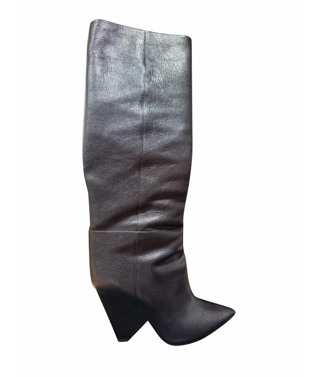 SAINT LAURENT Черные кожаные сапоги, фото 1