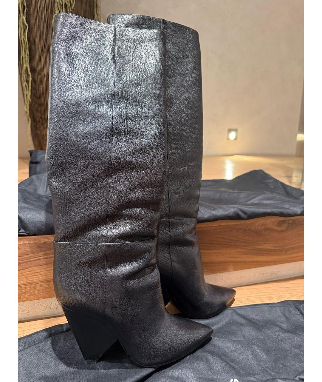 SAINT LAURENT Черные кожаные сапоги, фото 7