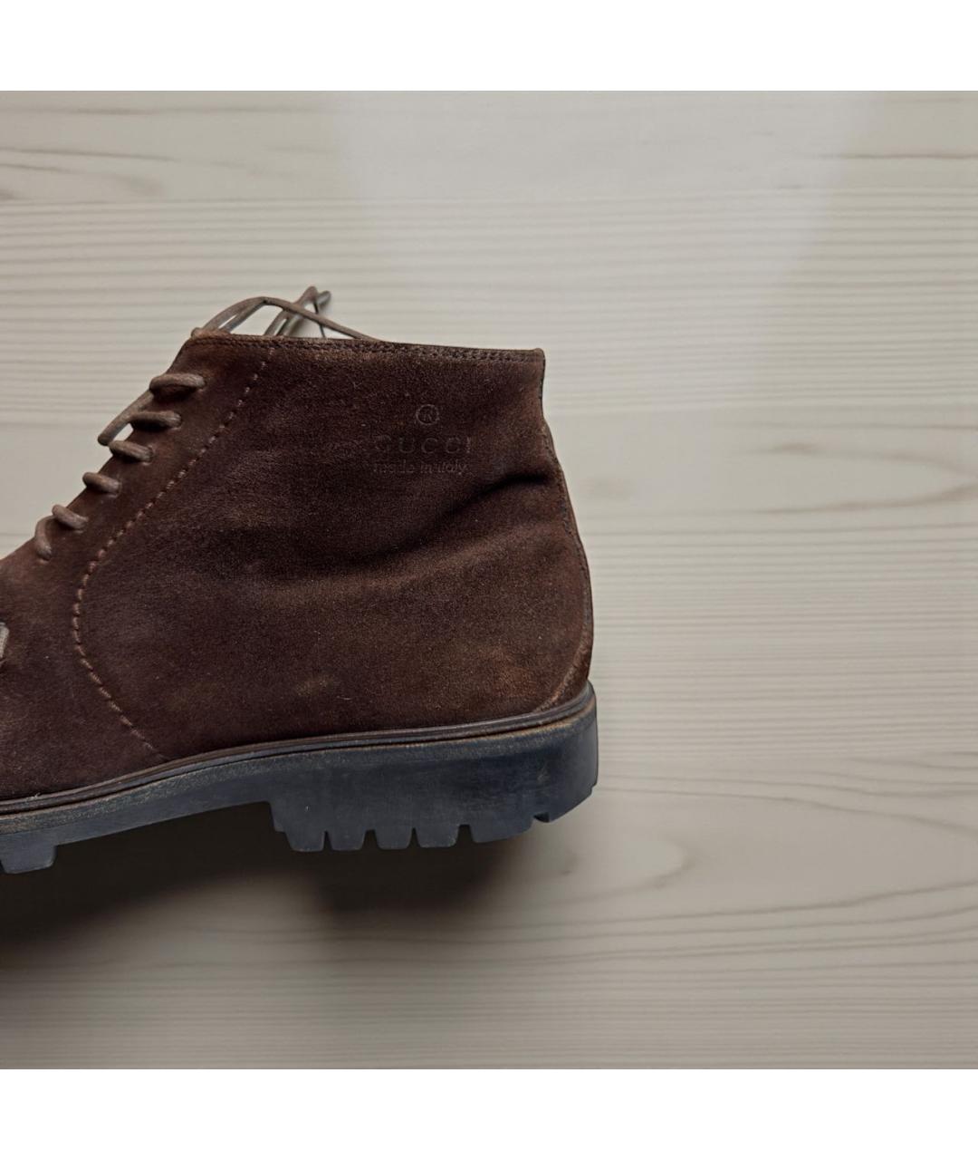 GUCCI Коричневые замшевые высокие ботинки, фото 2