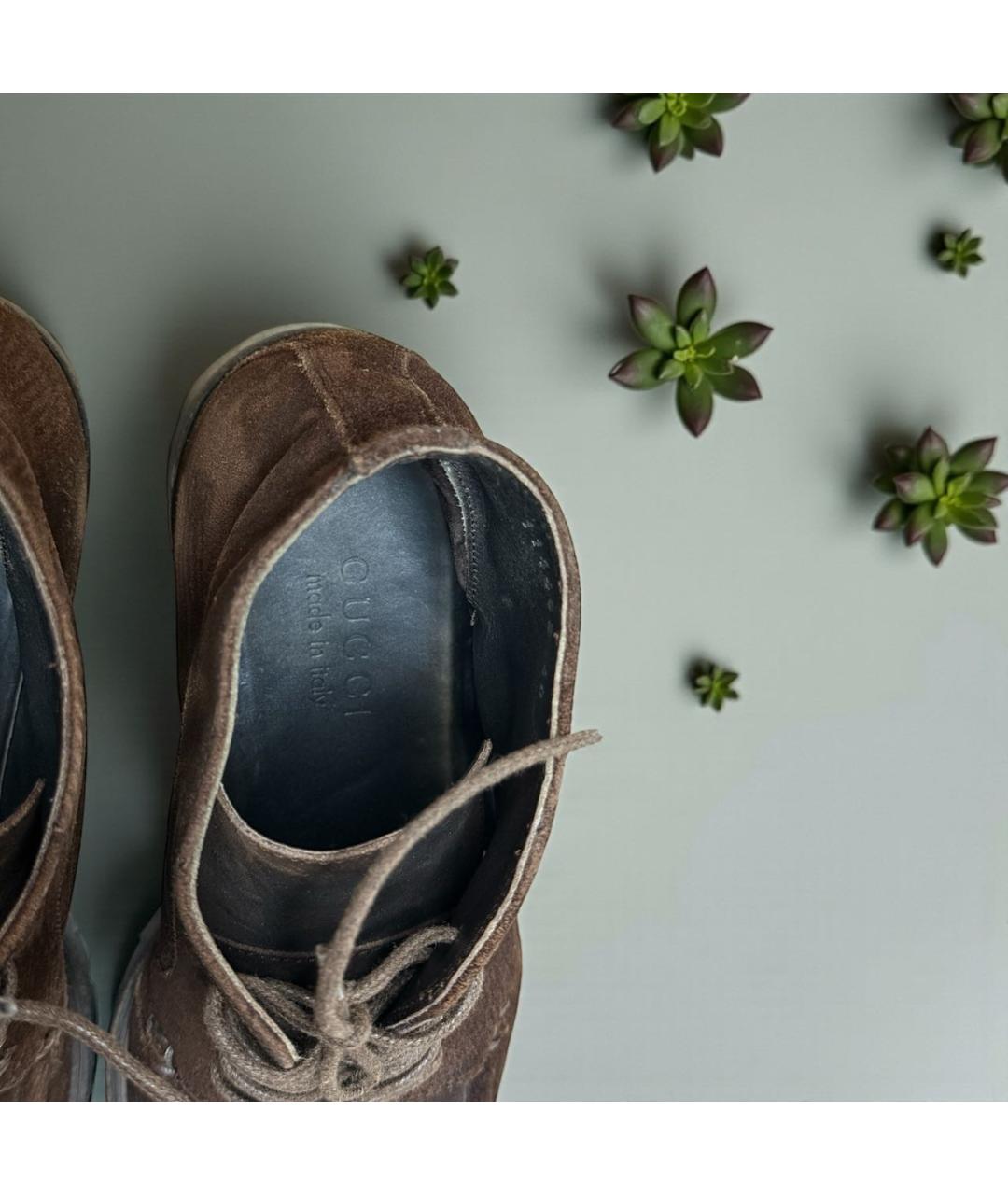 GUCCI Коричневые замшевые высокие ботинки, фото 8