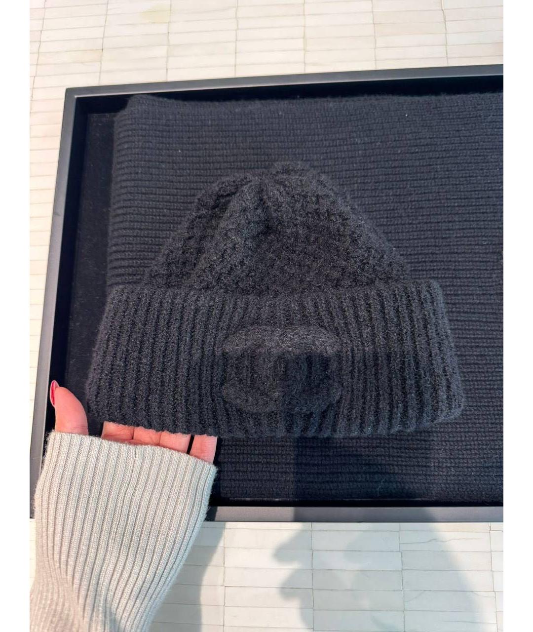 CHANEL Черная кашемировая шапка, фото 2