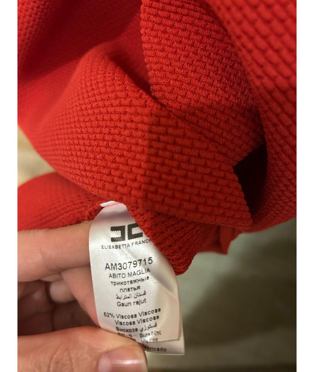 ELISABETTA FRANCHI Красное вискозное коктейльное платье, фото 5
