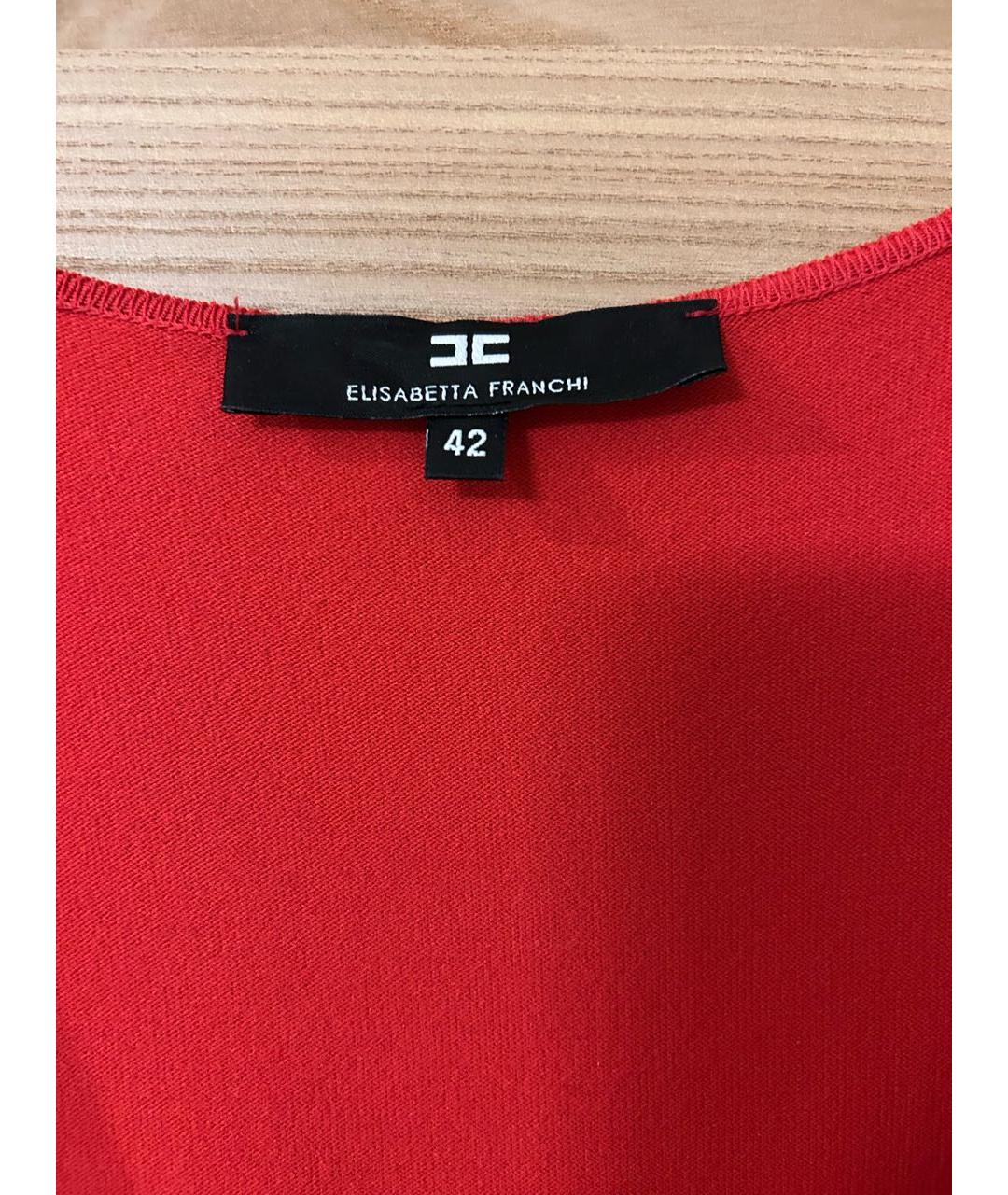 ELISABETTA FRANCHI Красное вискозное коктейльное платье, фото 3