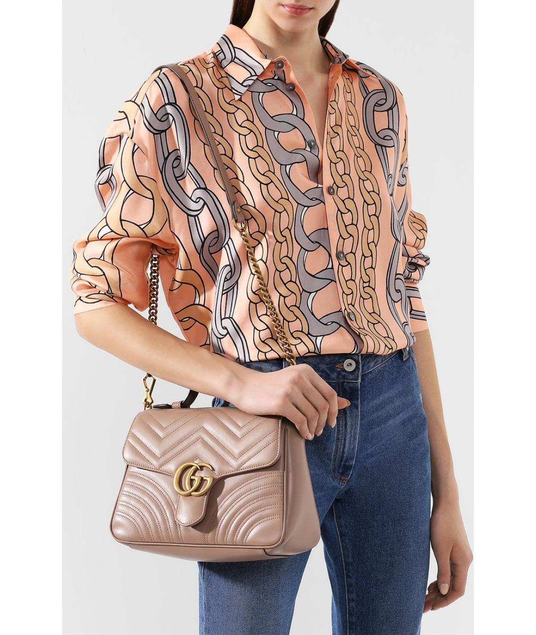 GUCCI Бежевая кожаная сумка через плечо, фото 5