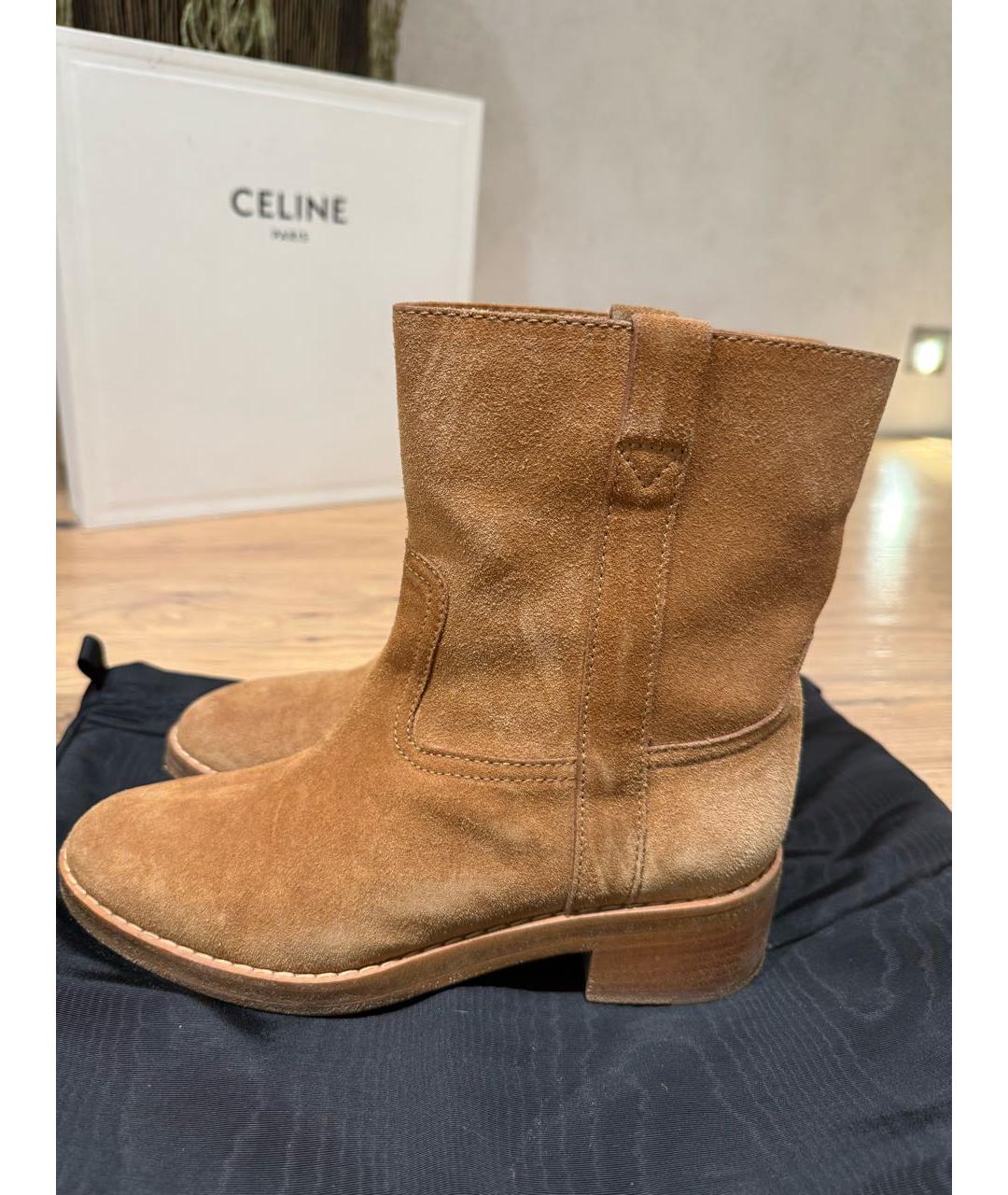 CELINE Бежевые замшевые полусапоги, фото 6