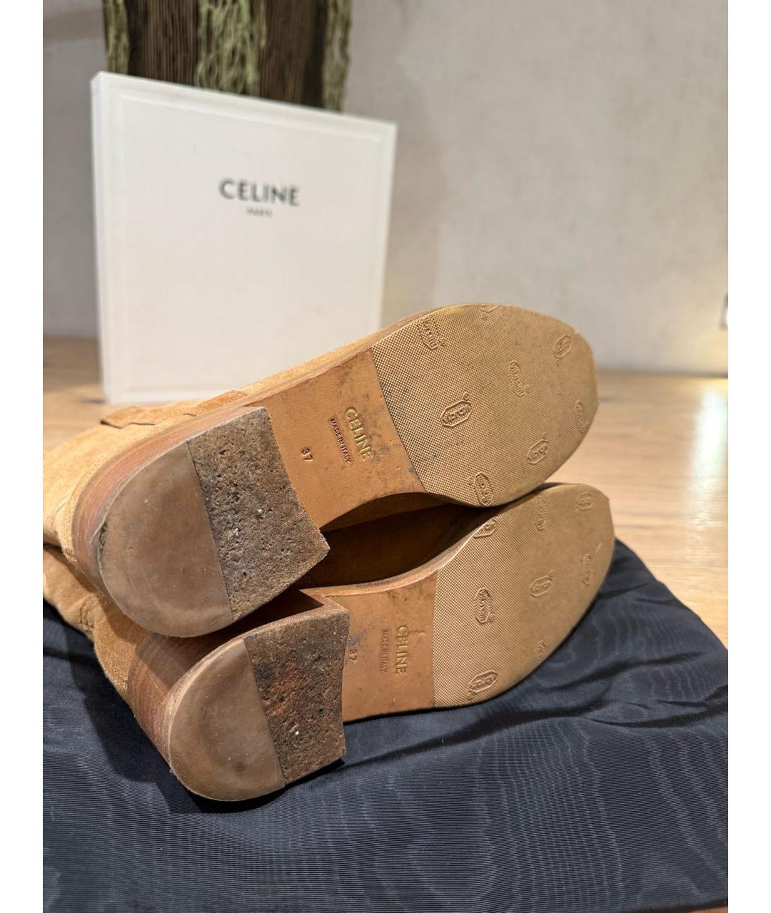 CELINE Бежевые замшевые полусапоги, фото 5