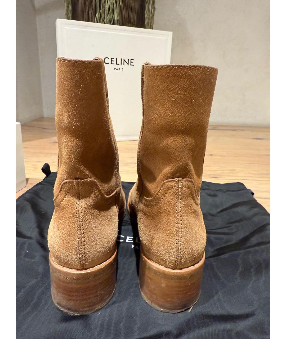 CELINE Бежевые замшевые полусапоги, фото 4