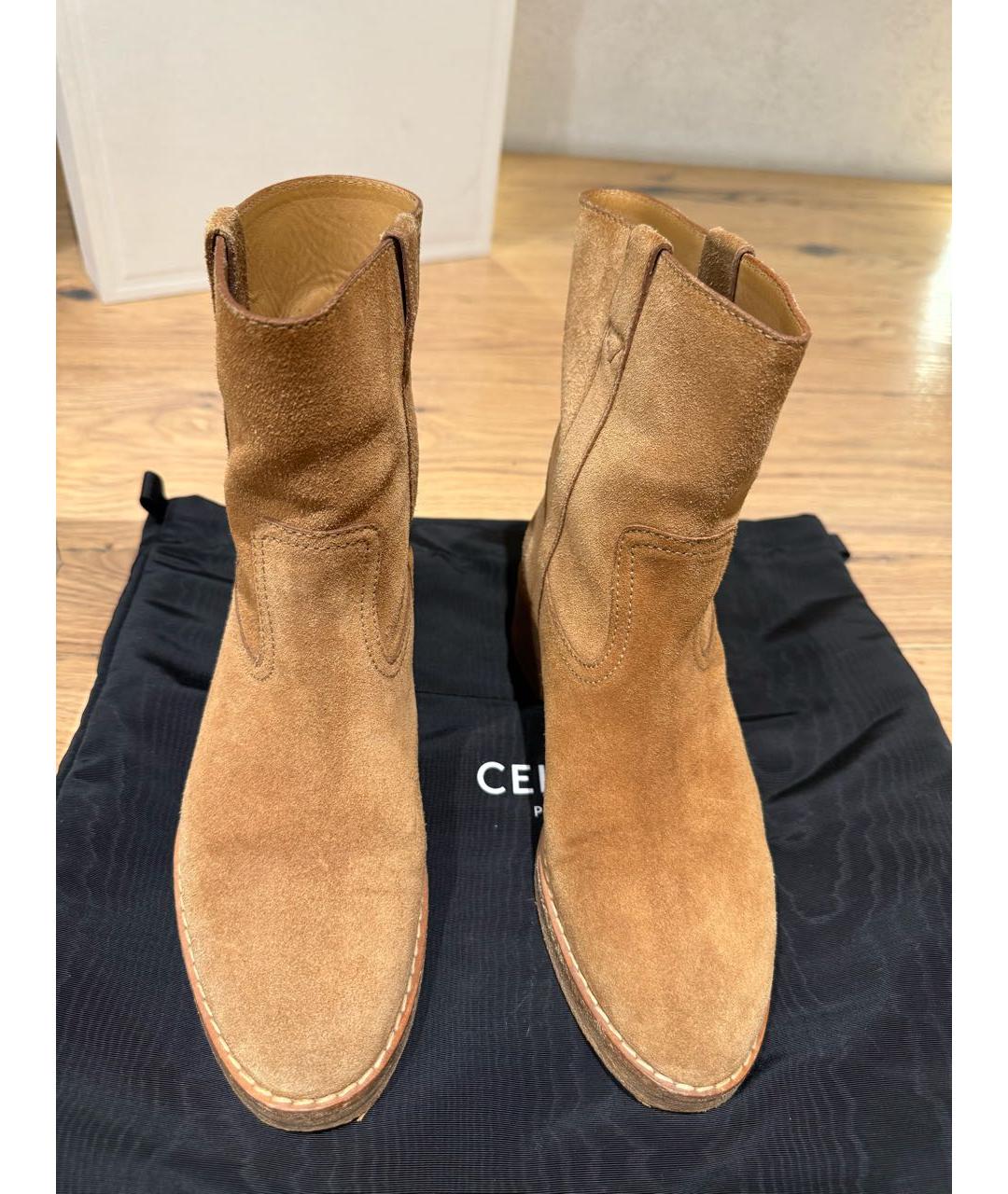 CELINE Бежевые замшевые полусапоги, фото 2