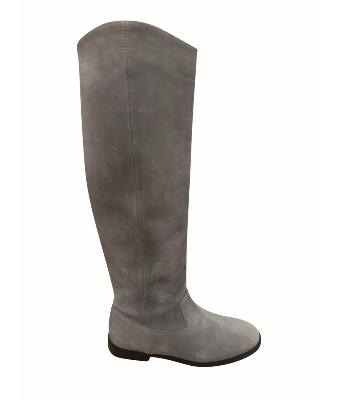 JIMMY CHOO Серые замшевые ботфорты, фото 1