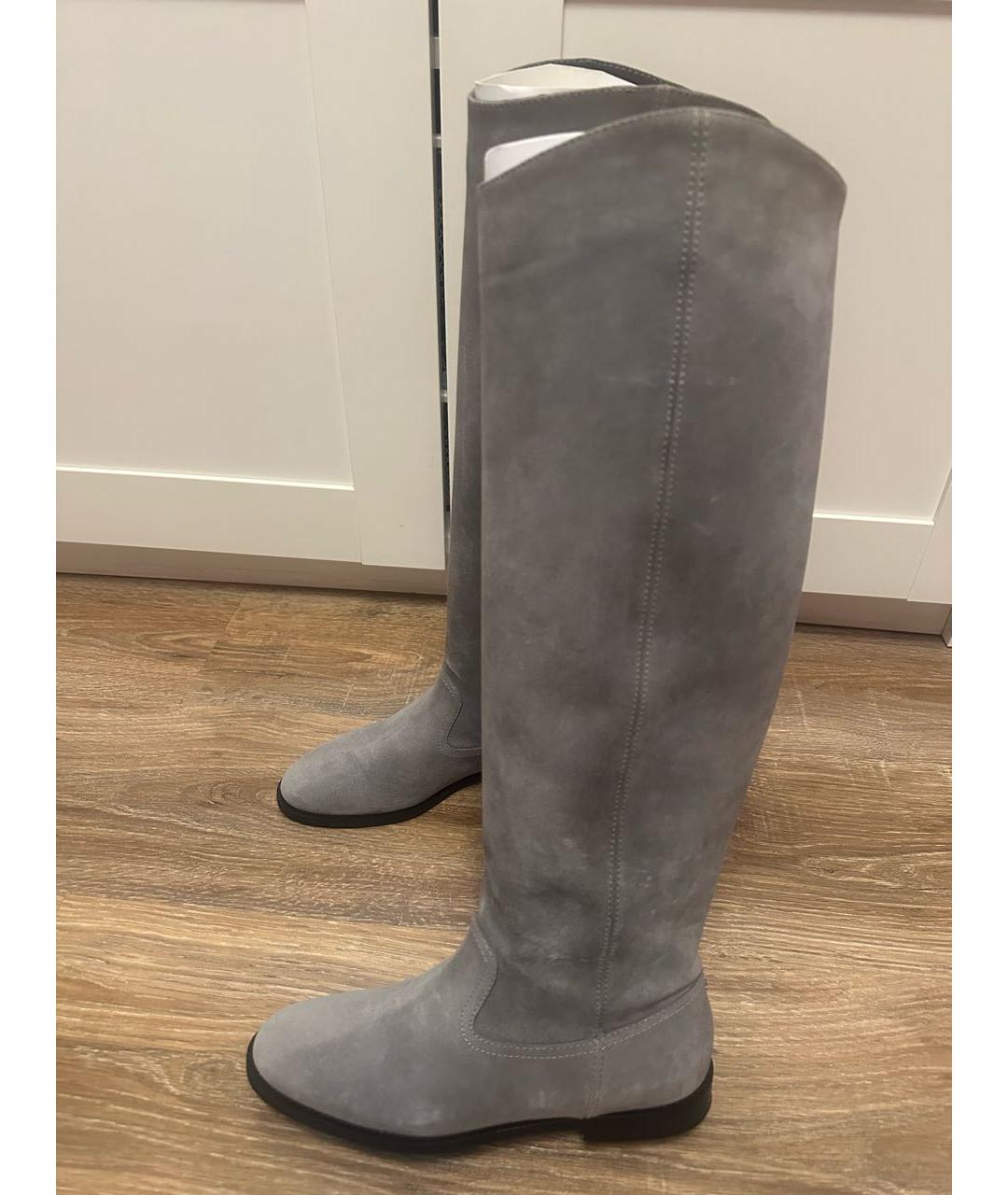 JIMMY CHOO Серые замшевые ботфорты, фото 5