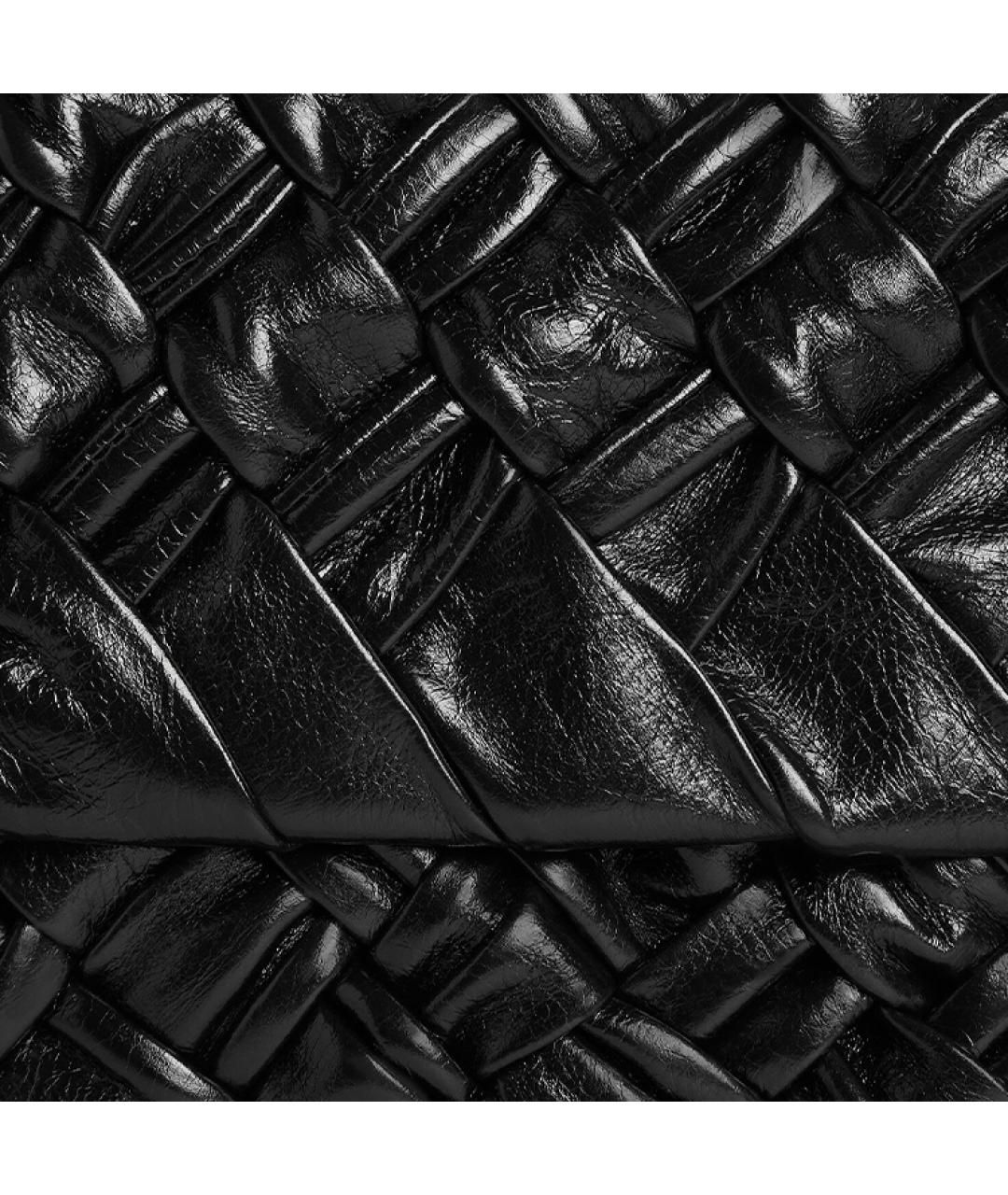 BOTTEGA VENETA Черная кожаная сумка через плечо, фото 6