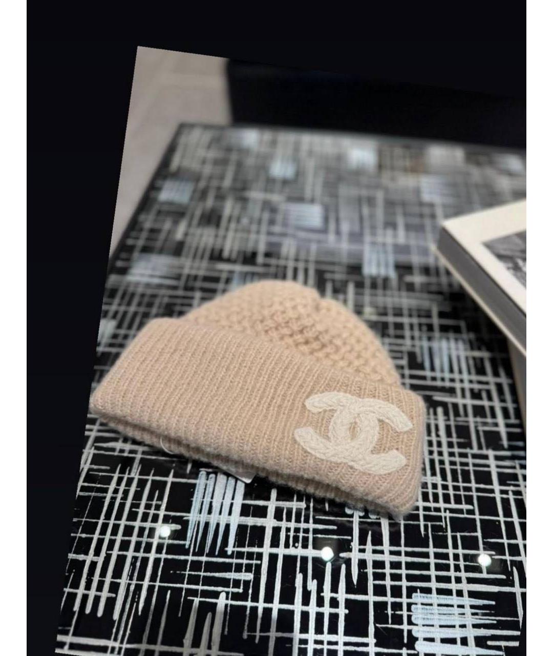 CHANEL Бежевая кашемировая шапка, фото 2