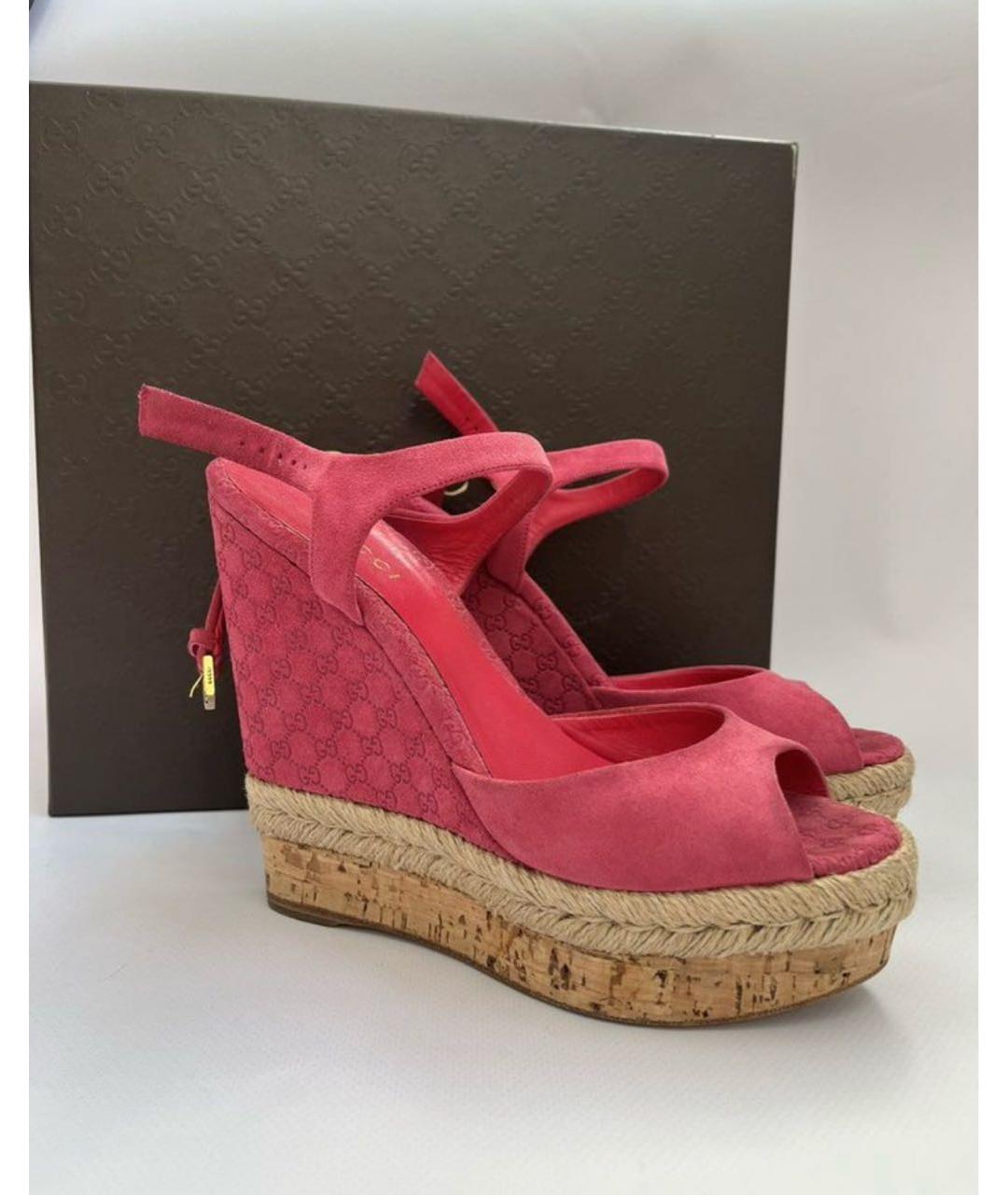 GUCCI Розовые замшевые босоножки, фото 5