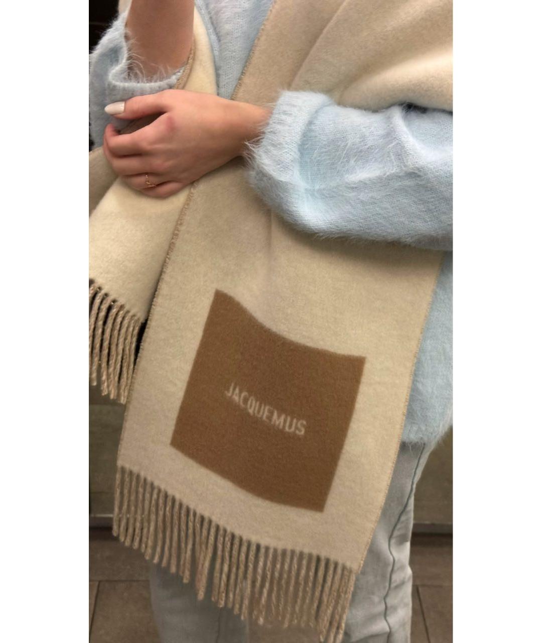 JACQUEMUS Бежевый шерстяной шарф, фото 4