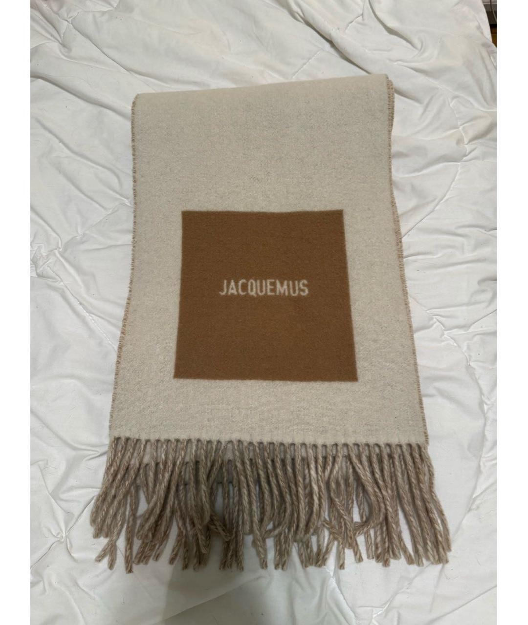 JACQUEMUS Бежевый шерстяной шарф, фото 6
