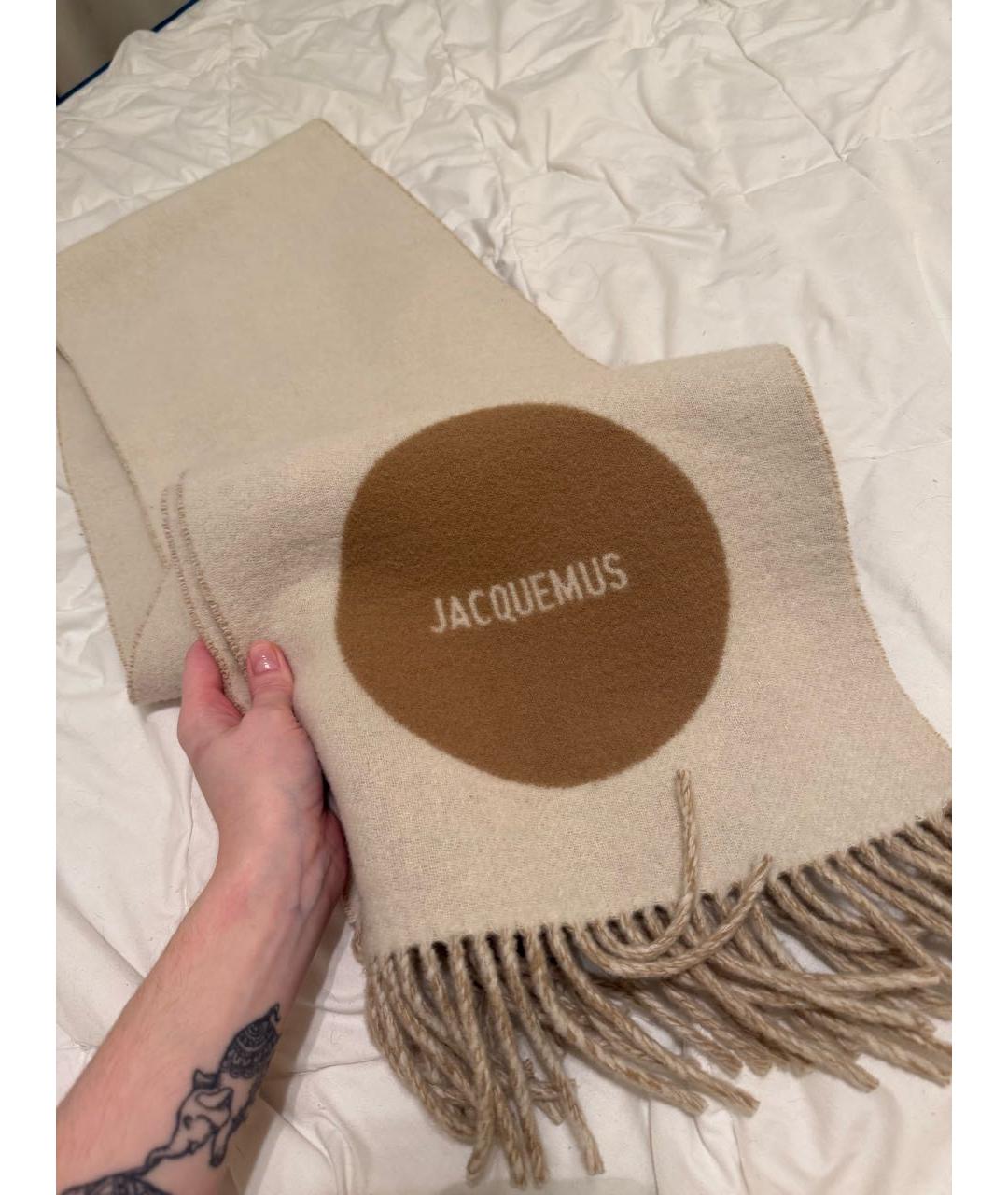 JACQUEMUS Бежевый шерстяной шарф, фото 5