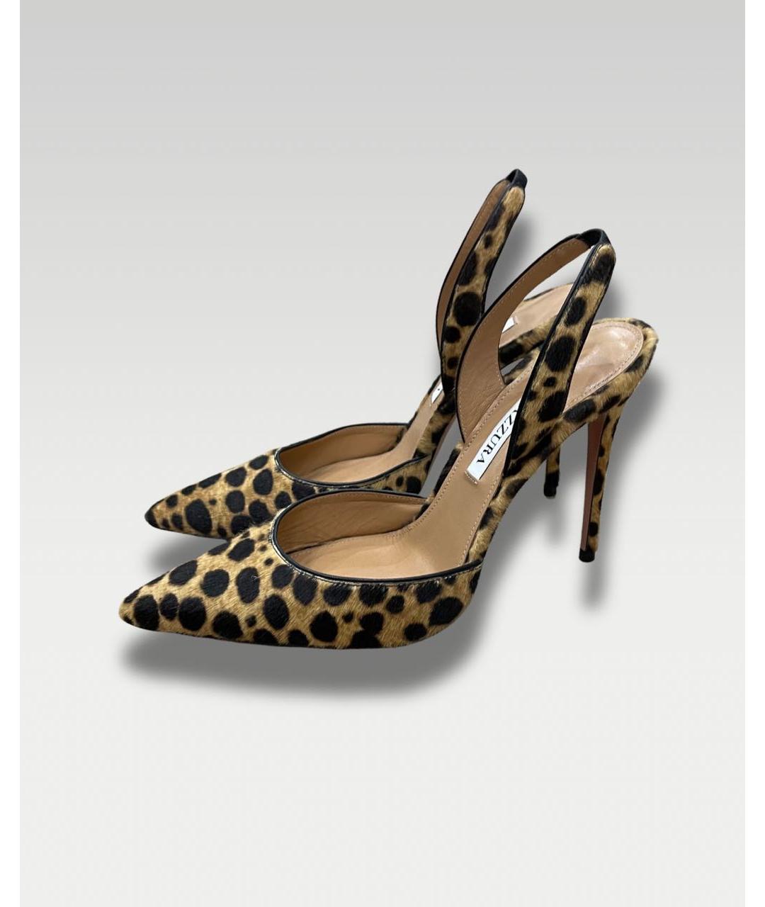 AQUAZZURA Коричневые кожаные босоножки, фото 5