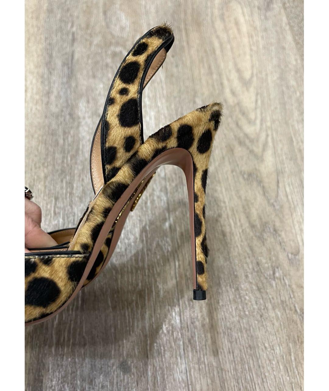 AQUAZZURA Коричневые кожаные босоножки, фото 3