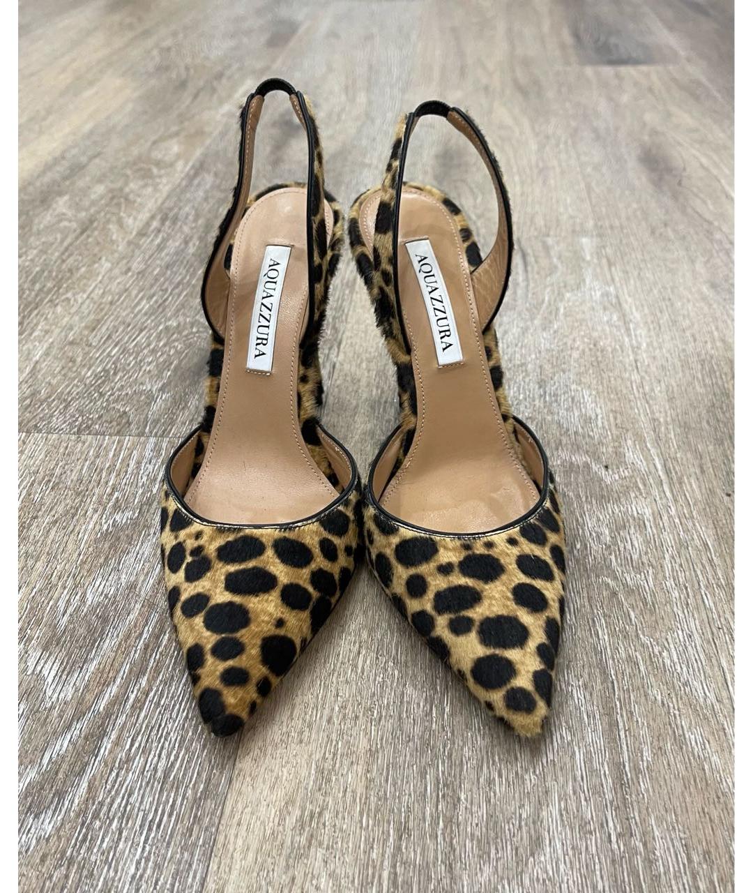 AQUAZZURA Коричневые кожаные босоножки, фото 2