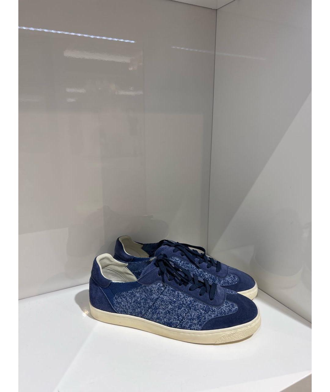 BRUNELLO CUCINELLI Синие текстильные низкие кроссовки / кеды, фото 2