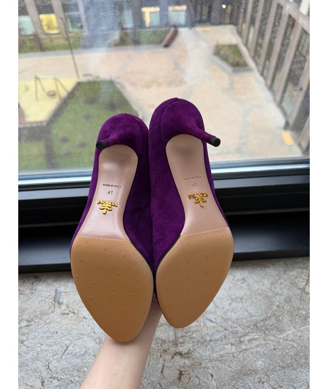 PRADA Фиолетовые замшевые туфли, фото 5