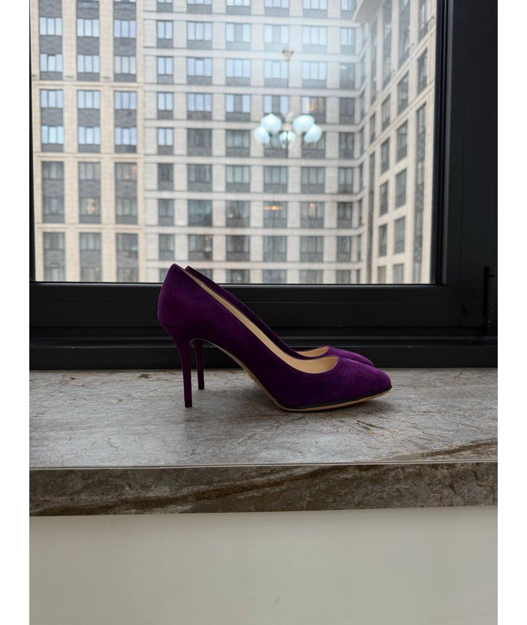 PRADA Фиолетовые замшевые туфли, фото 6