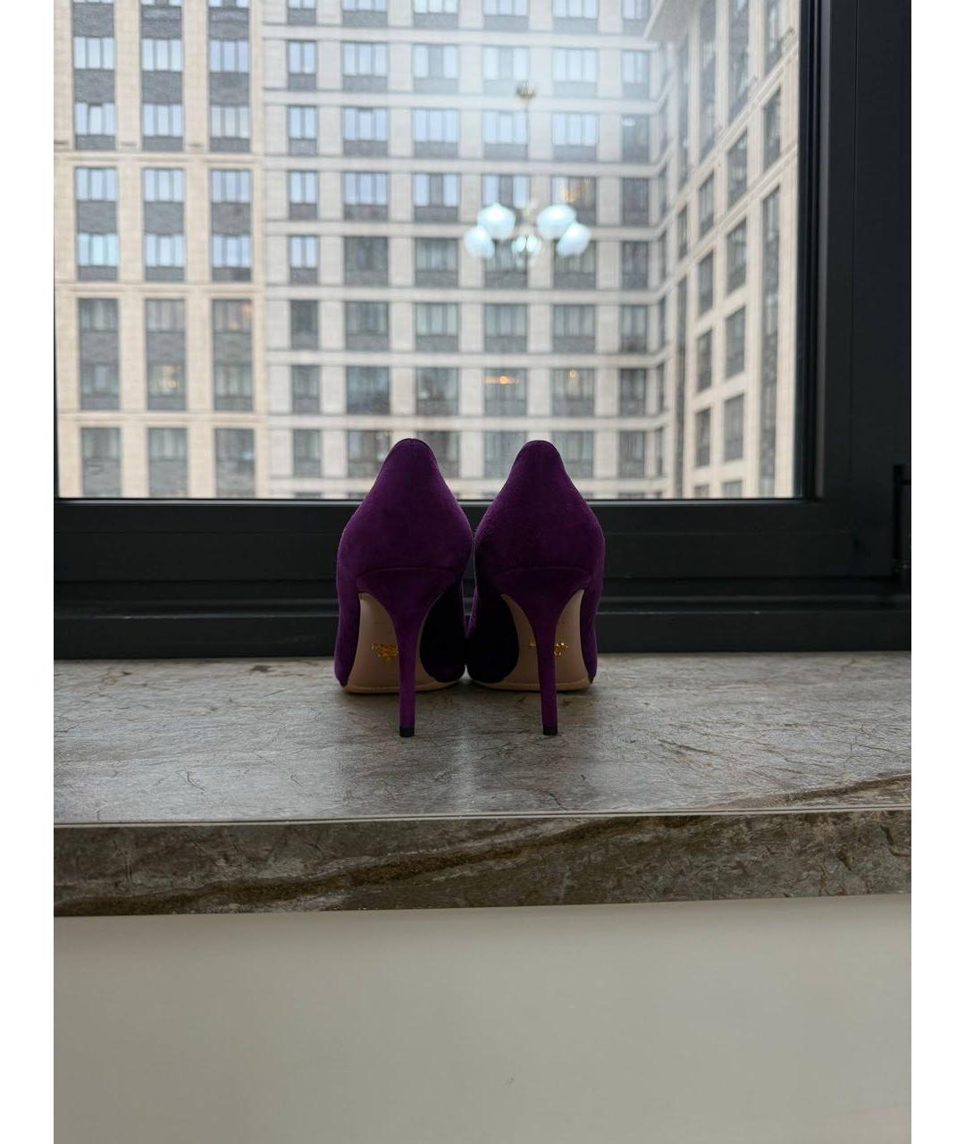 PRADA Фиолетовые замшевые туфли, фото 4