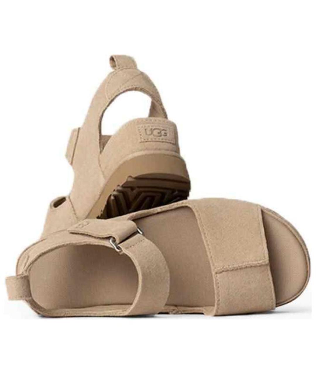 UGG AUSTRALIA Бежевые нубуковые сандалии, фото 3