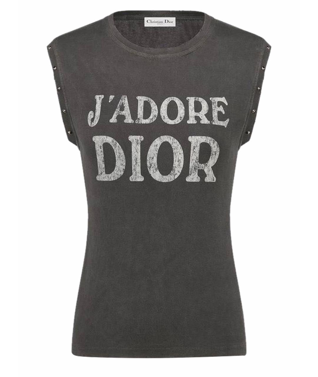 CHRISTIAN DIOR Серая хлопковая майка, фото 1