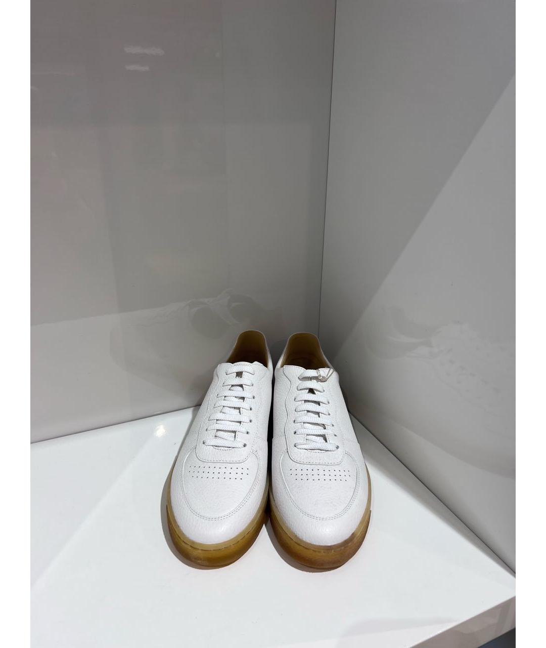 BRUNELLO CUCINELLI Белые кожаные низкие кроссовки / кеды, фото 2