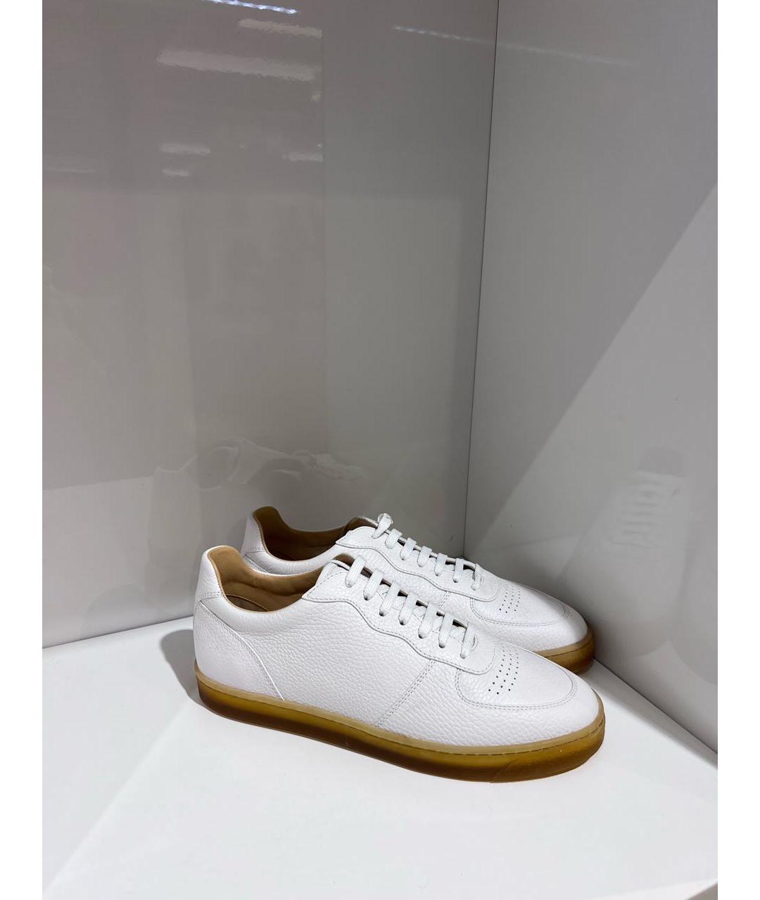 BRUNELLO CUCINELLI Белые кожаные низкие кроссовки / кеды, фото 3
