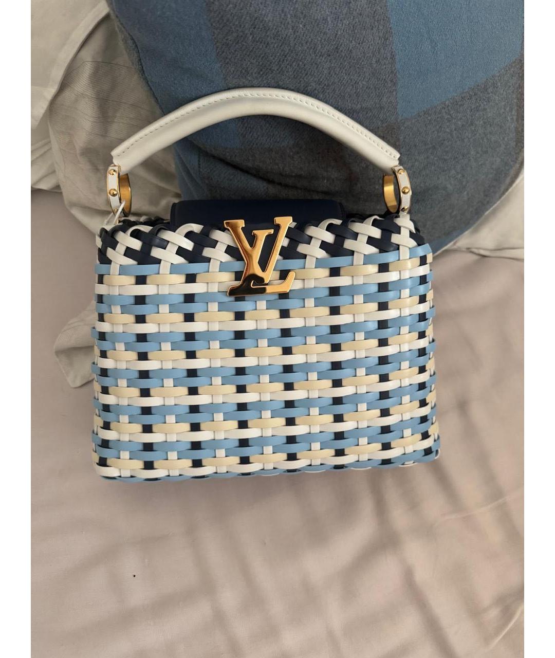 LOUIS VUITTON Голубая пелетеная сумка с короткими ручками, фото 2