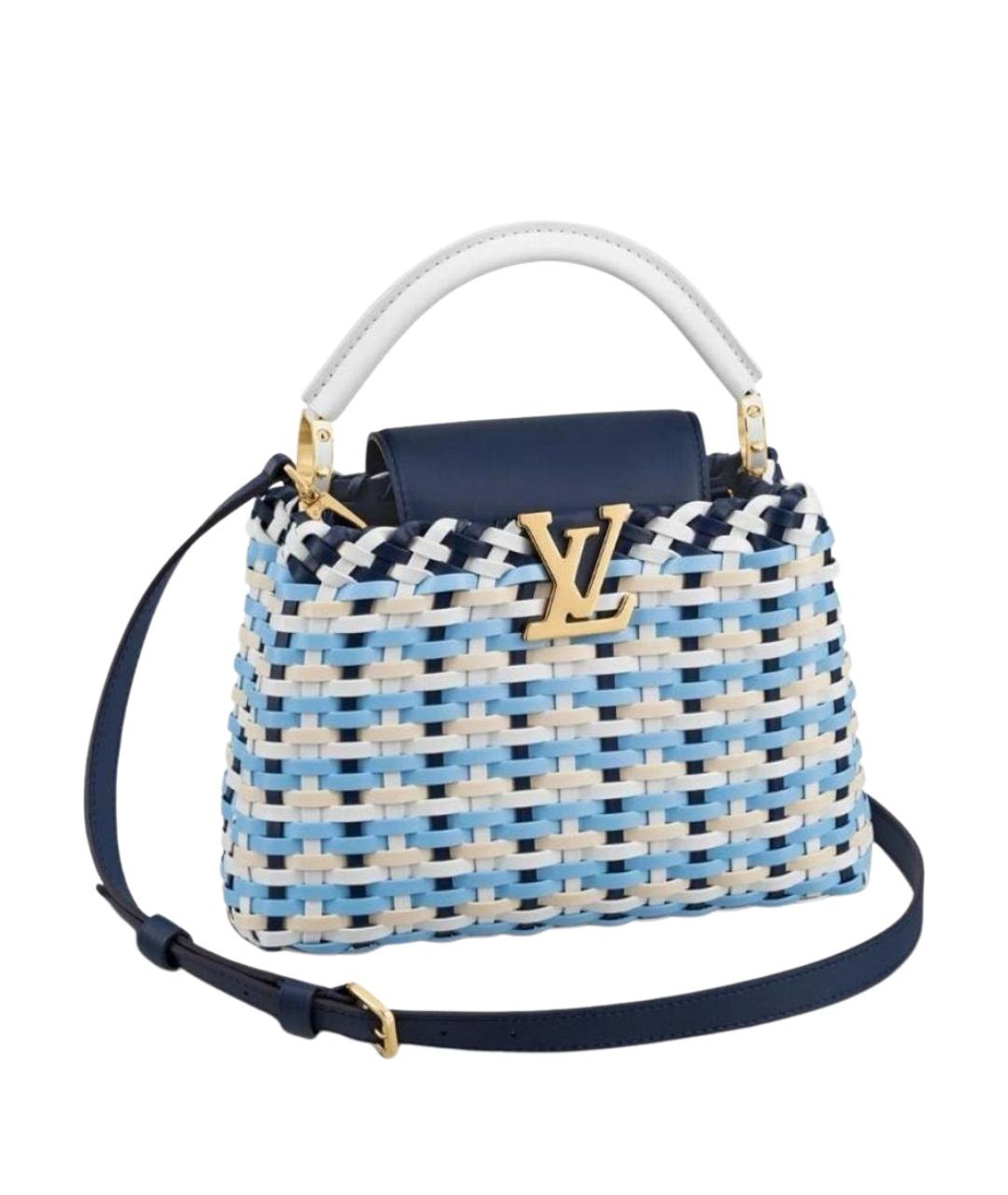 LOUIS VUITTON Голубая пелетеная сумка с короткими ручками, фото 1