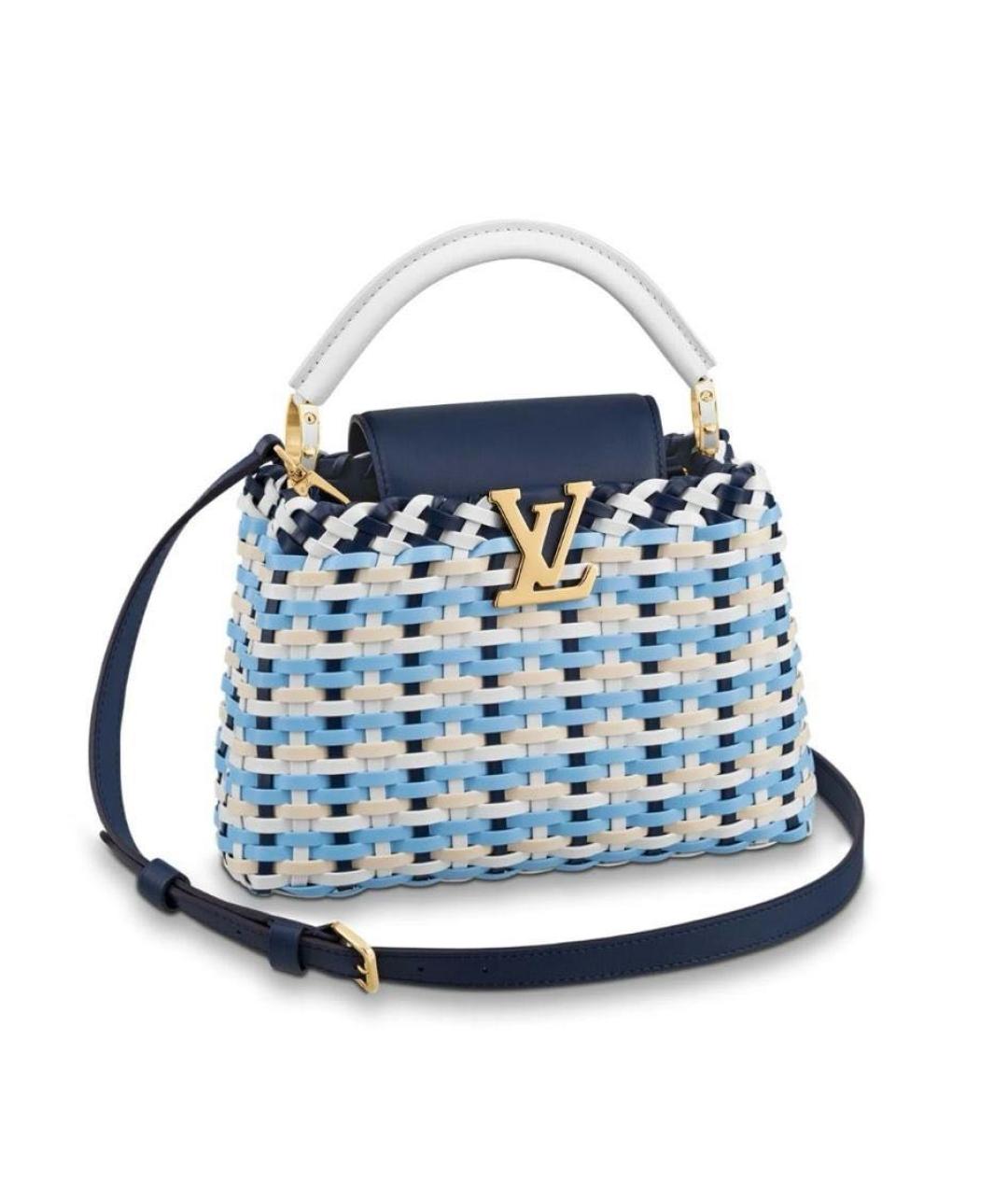 LOUIS VUITTON Голубая пелетеная сумка с короткими ручками, фото 3