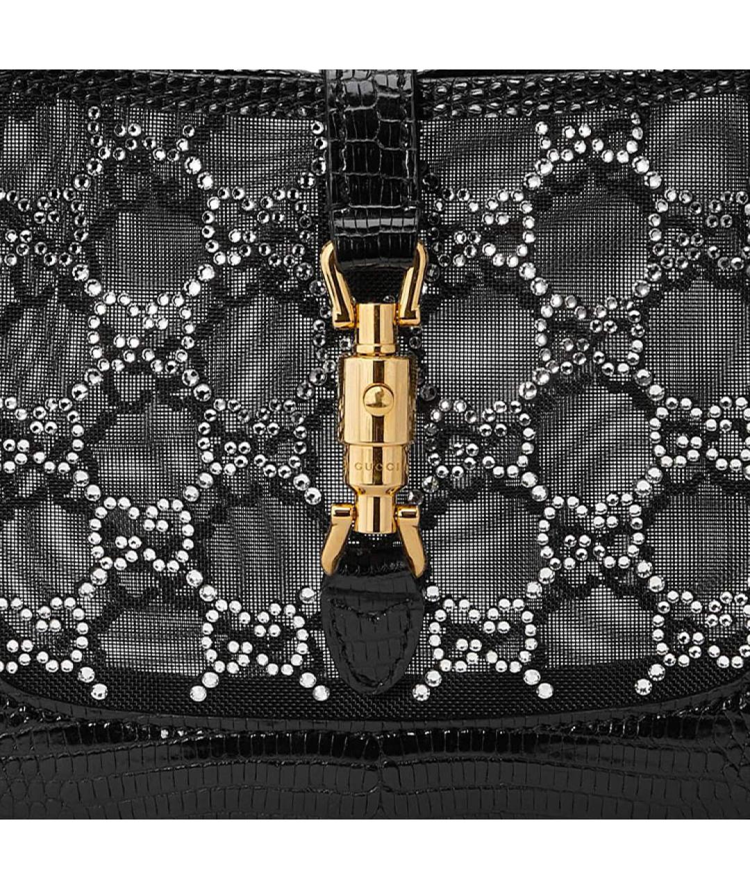 GUCCI Черная жаккардовая сумка с короткими ручками, фото 8