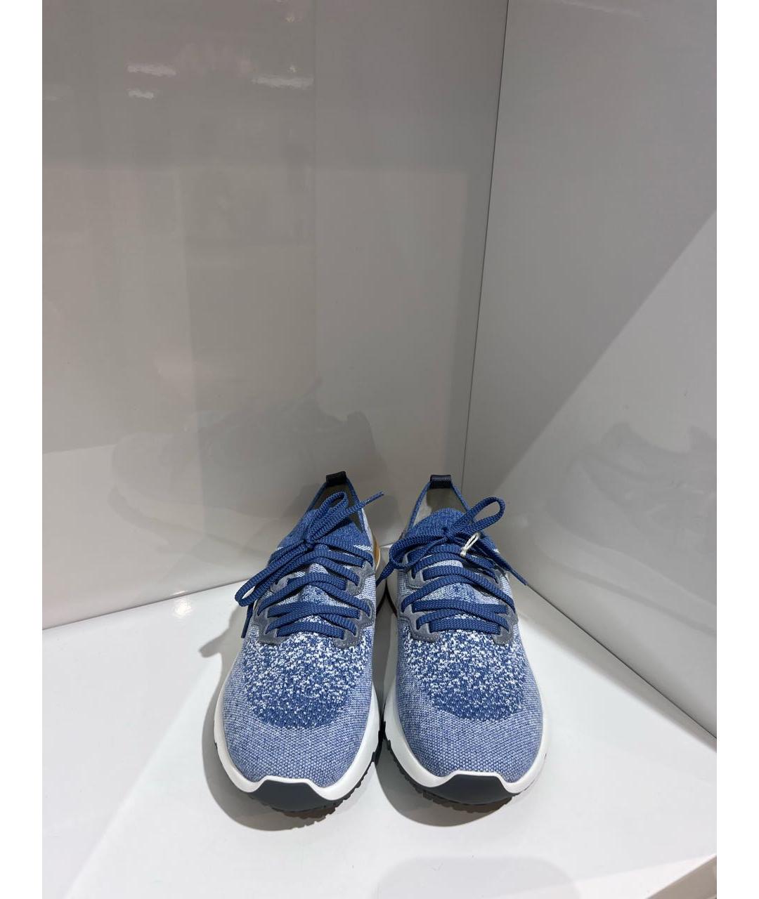 BRUNELLO CUCINELLI Голубые текстильные низкие кроссовки / кеды, фото 2