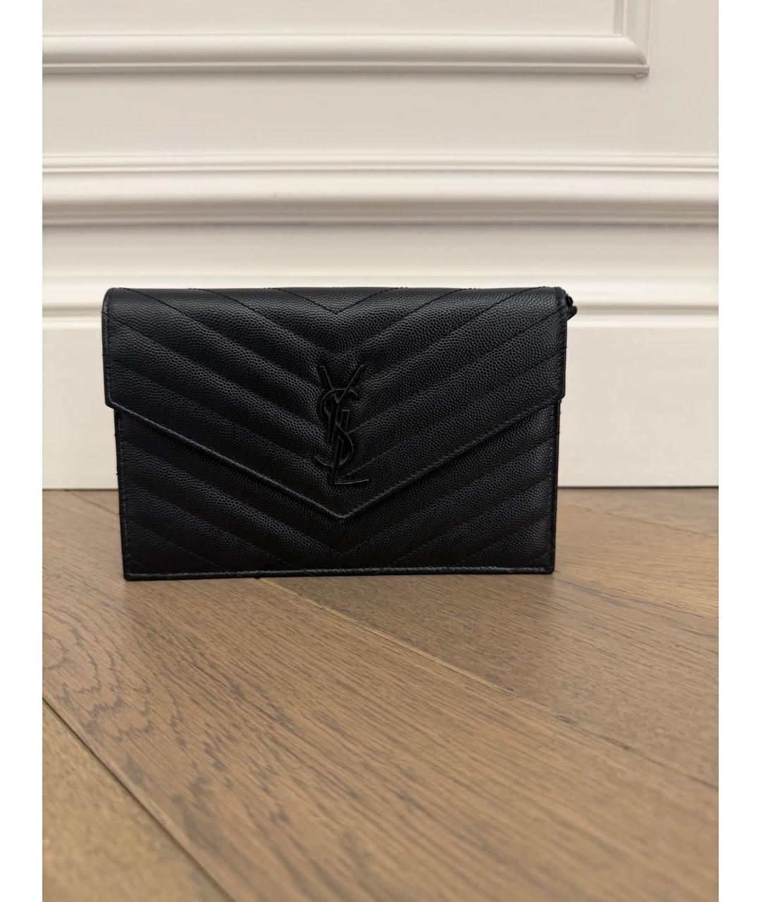 SAINT LAURENT Черная кожаная сумка через плечо, фото 7