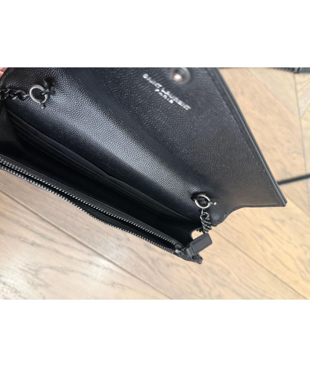 SAINT LAURENT Черная кожаная сумка через плечо, фото 4