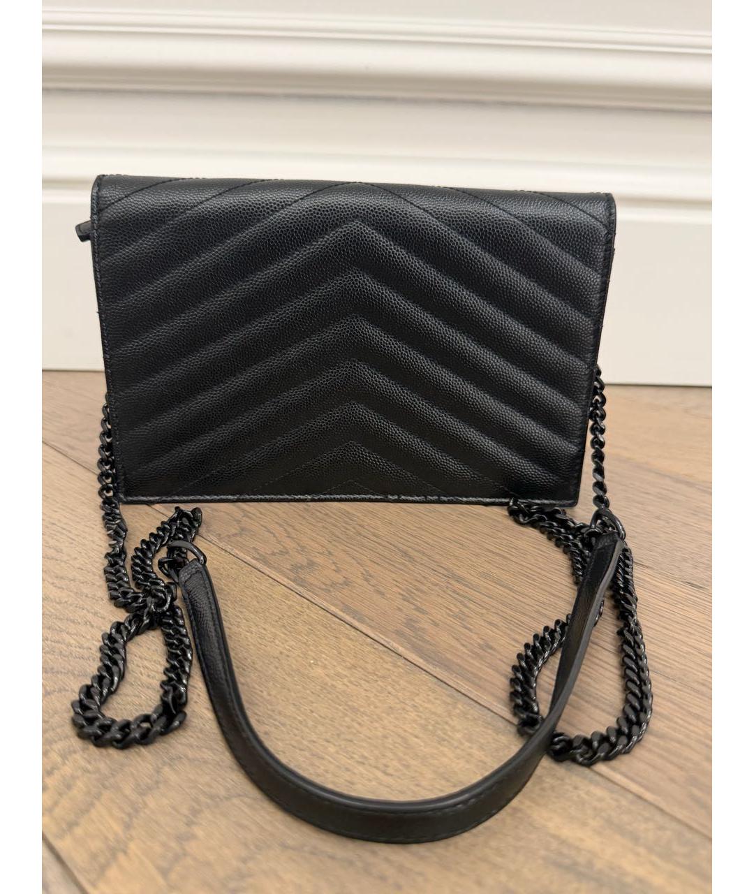 SAINT LAURENT Черная кожаная сумка через плечо, фото 3