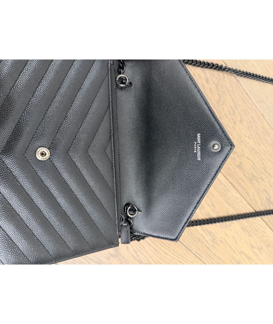 SAINT LAURENT Черная кожаная сумка через плечо, фото 5