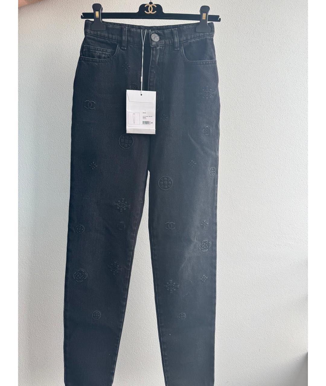 CHANEL Черные хлопковые джинсы слим, фото 3
