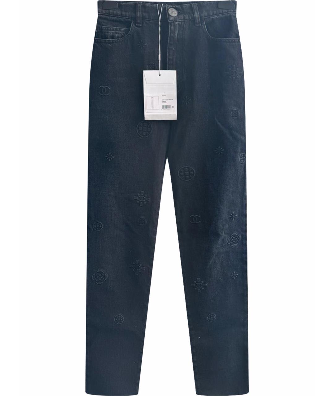 CHANEL Черные хлопковые джинсы слим, фото 1