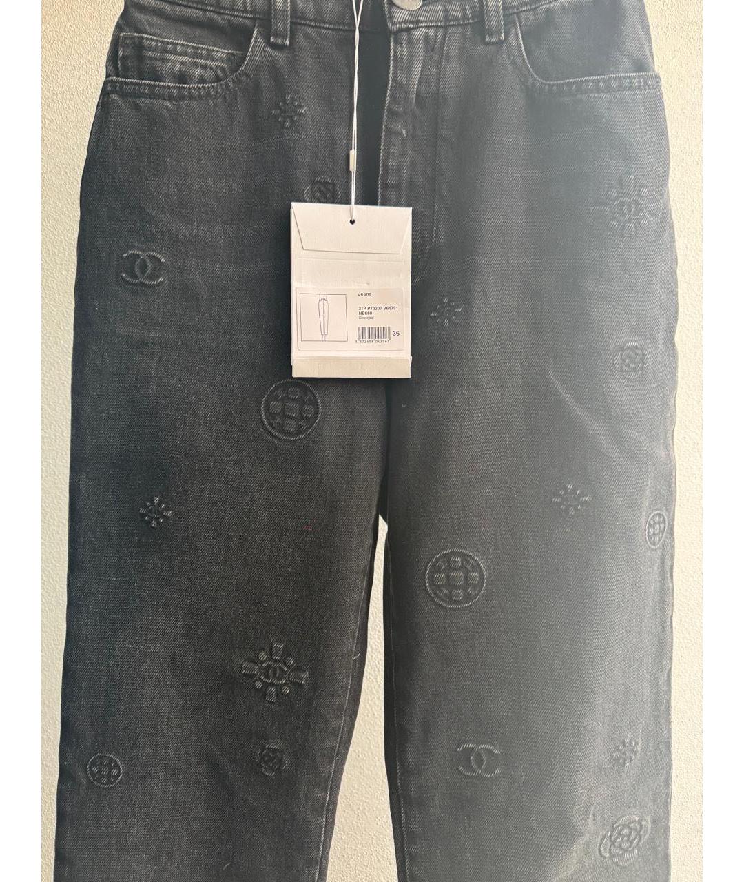 CHANEL Черные хлопковые джинсы слим, фото 2