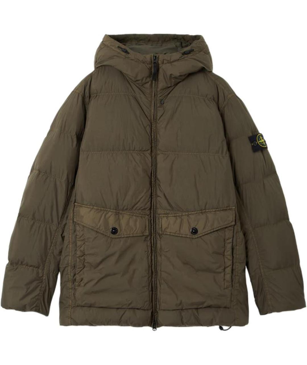 STONE ISLAND Зеленый пуховик, фото 1