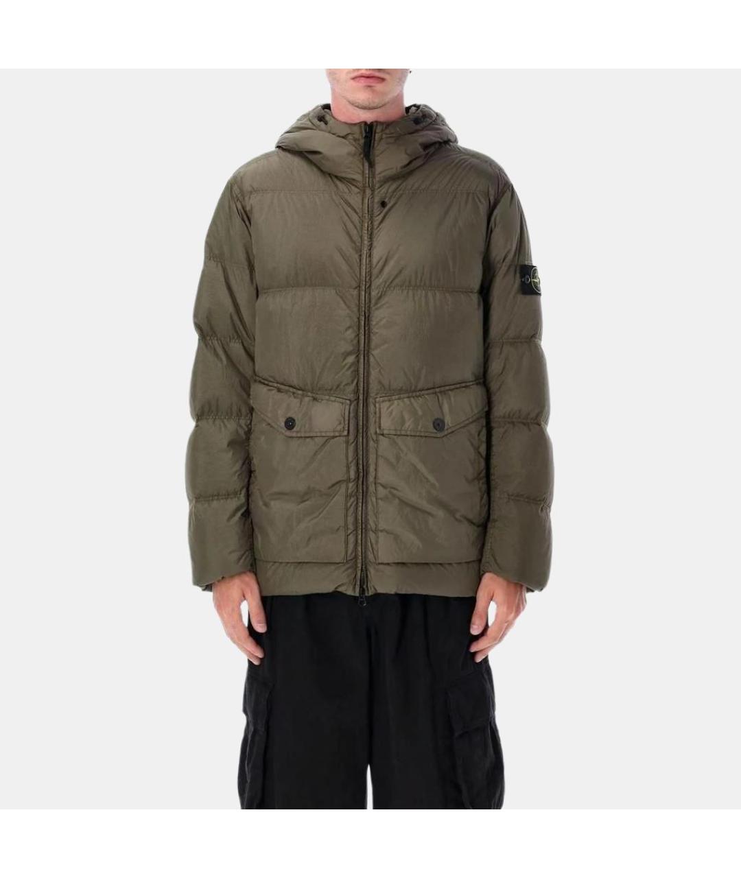 STONE ISLAND Зеленый пуховик, фото 5