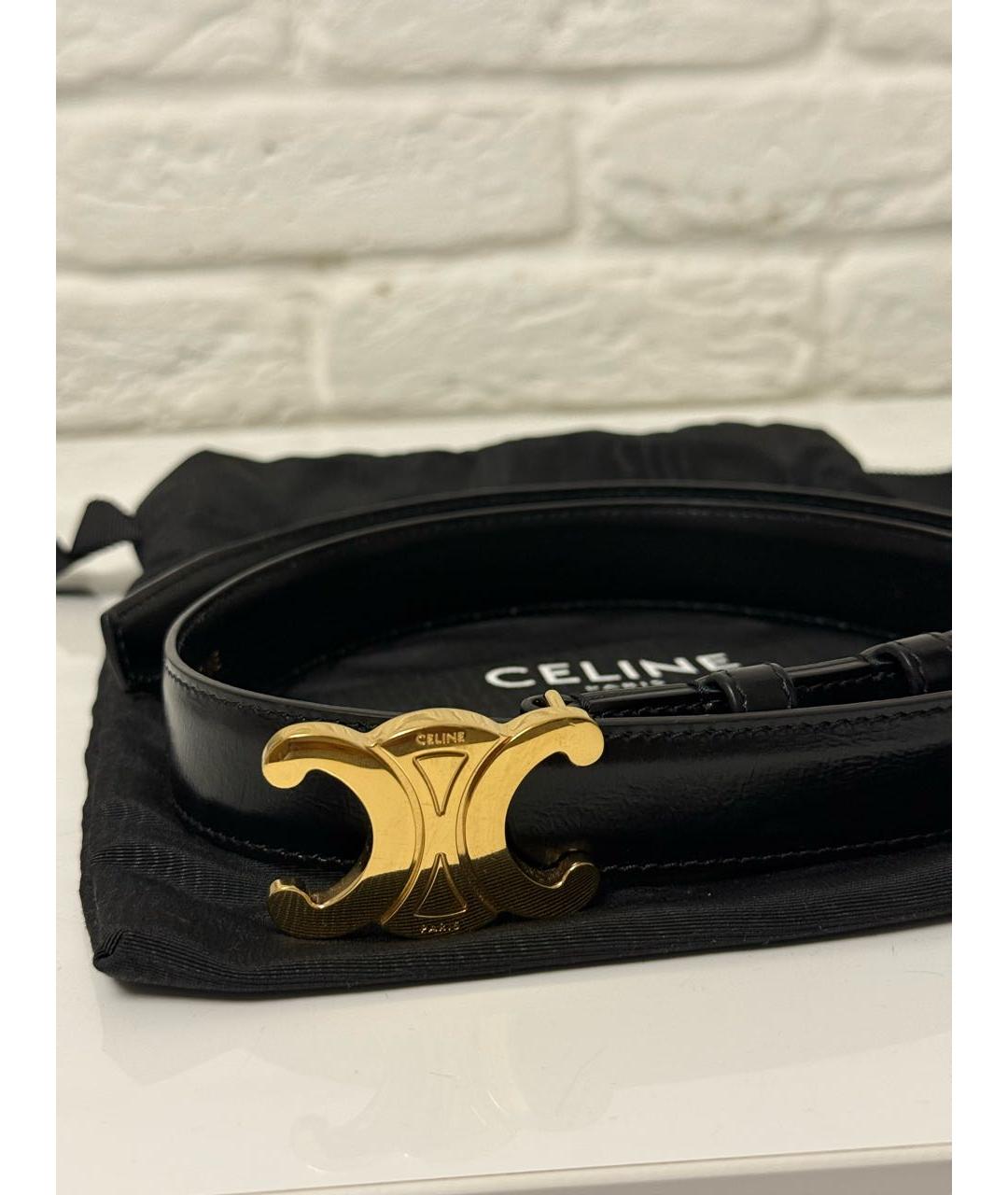 CELINE Черный кожаный ремень, фото 2