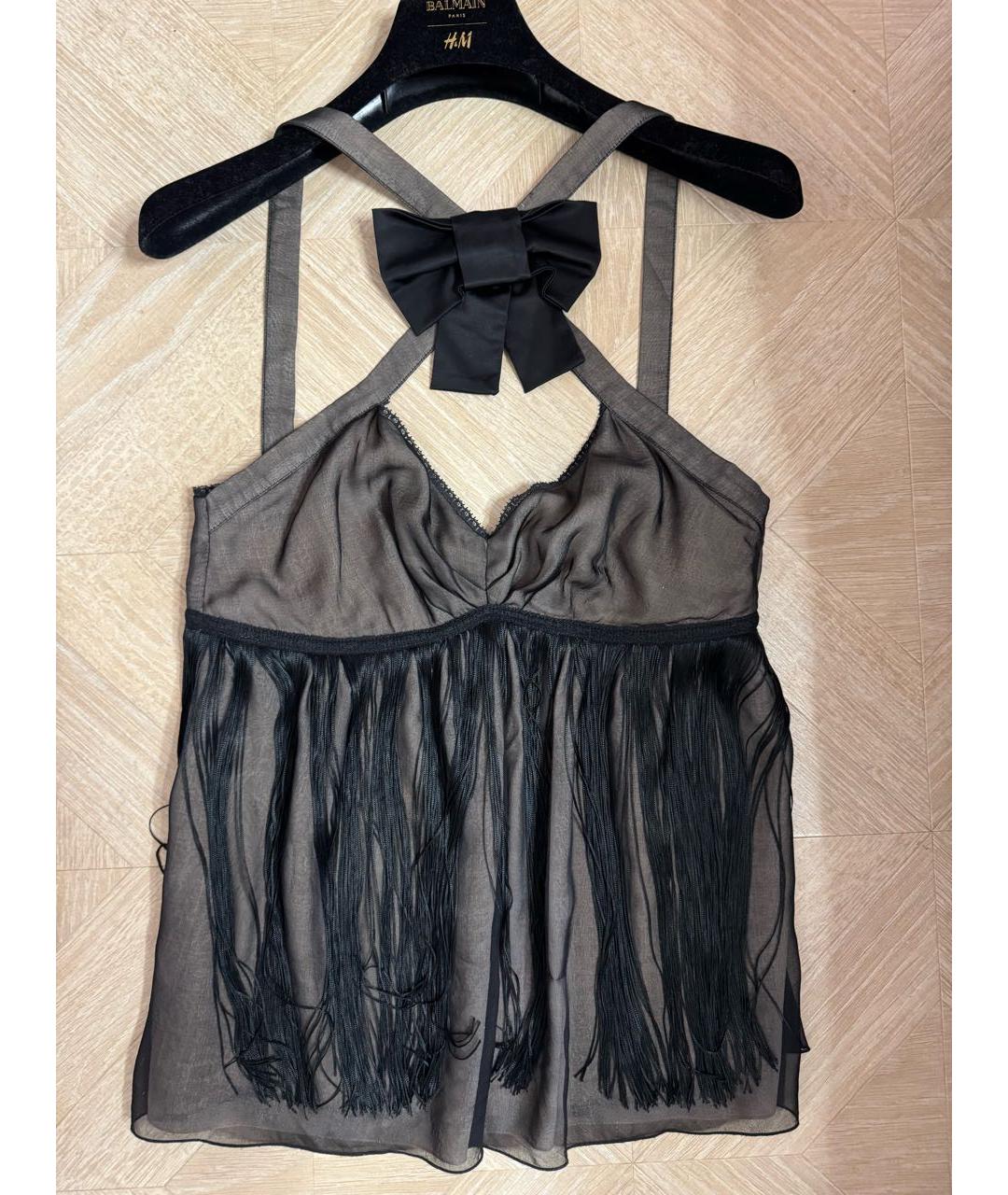 DOLCE&GABBANA Черная шелковая майка, фото 5